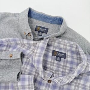 Wallin Bros Men XL Grey Heather Lavender Plaid L/S Button Down Shirt Bundle READ